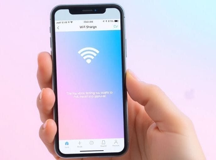 iPhone screen showing Wi-Fi password sharing feature.